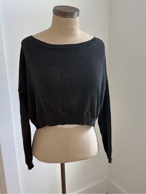 Ambiance Dark Charcoal Cropped Boatneck Sweater medium used